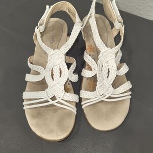 Takara Cream Braided Wedge Sandals